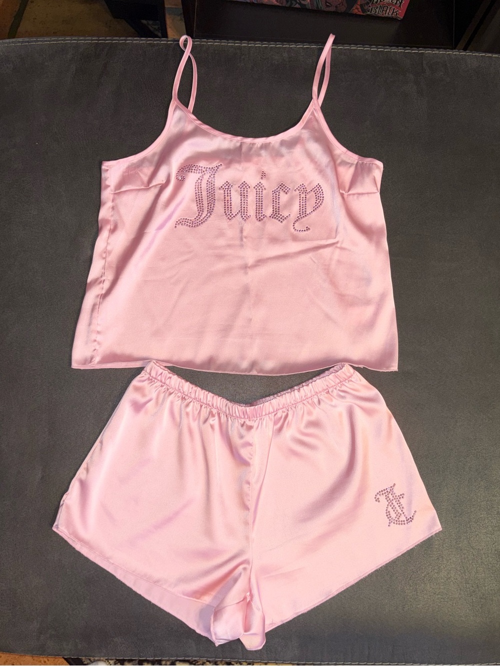 Juicy Couture Light Pink Satin Camisole & Shorts Sleep Set
